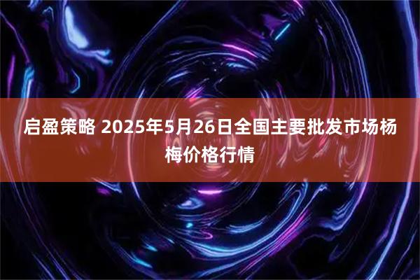 启盈策略 2025年5月26日全国主要批发市场杨梅价格行情