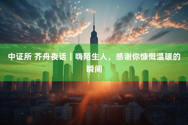 中证所 芥舟夜话｜嗨陌生人，感谢你慷慨温暖的瞬间